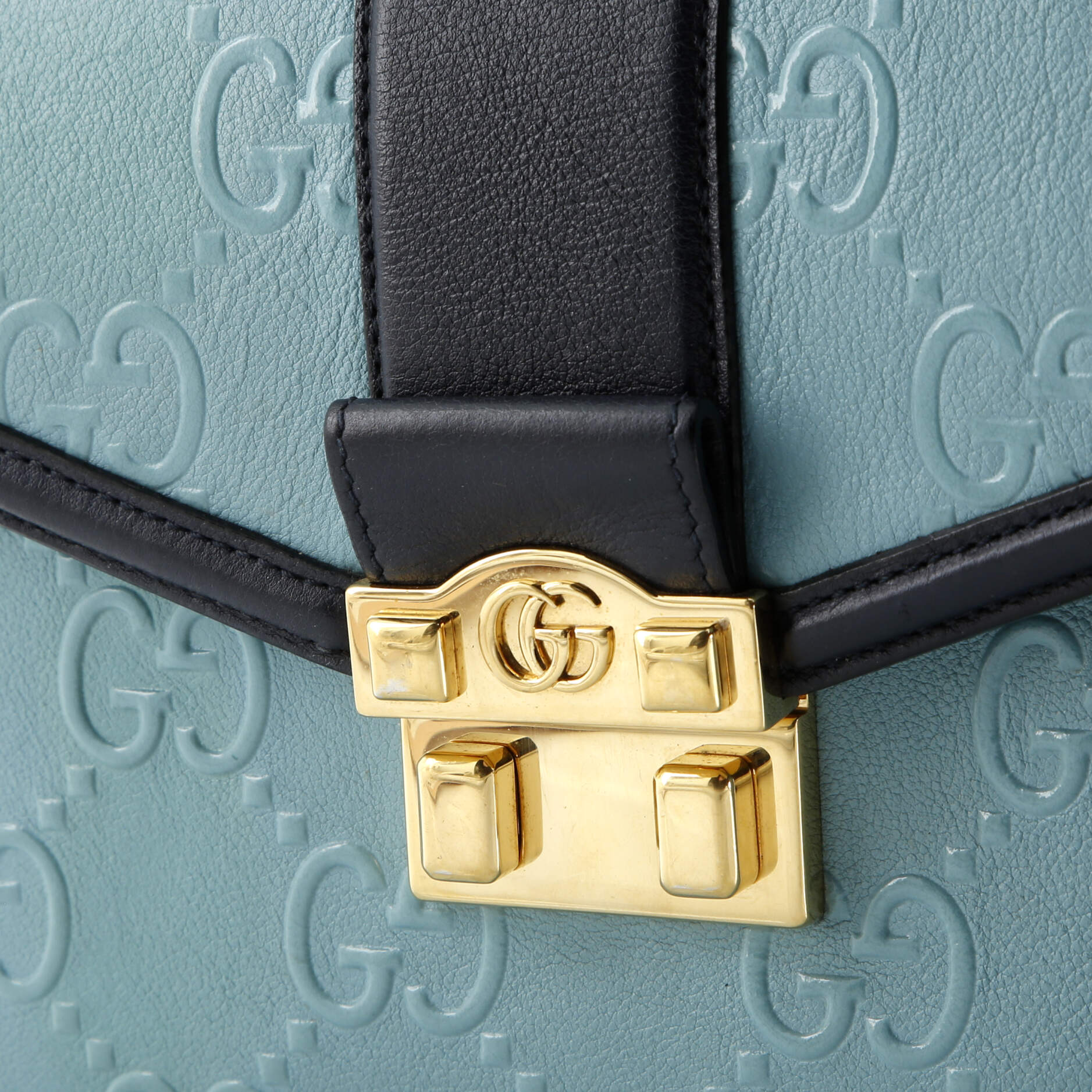 GG Padlock Top Handle Bag GG Embossed Leather Small