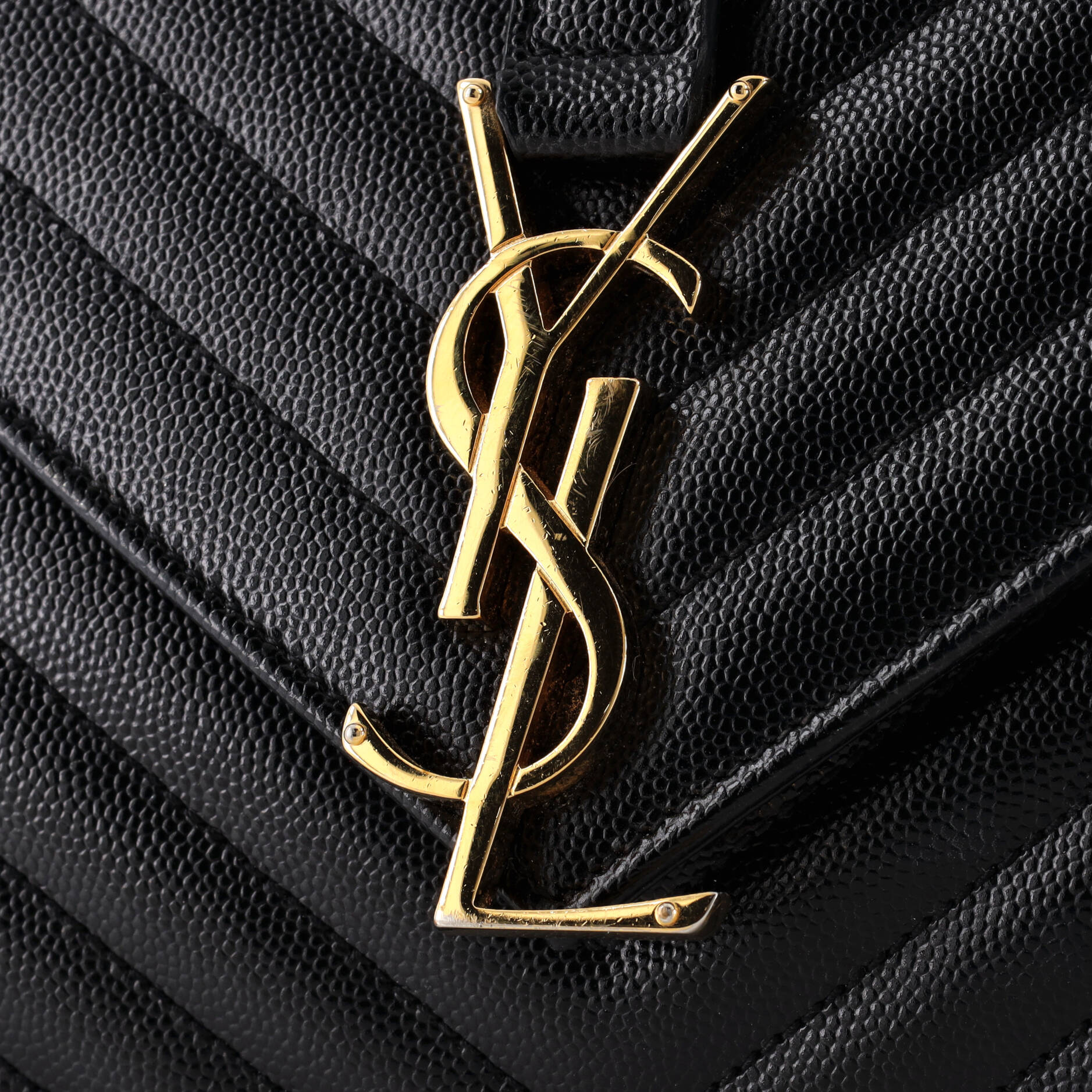 Classic Monogram Envelope Satchel Matelasse Chevron Leather Large
