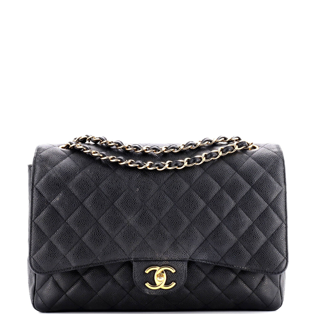 Classic Double Flap Bag Quilted Caviar Maxi