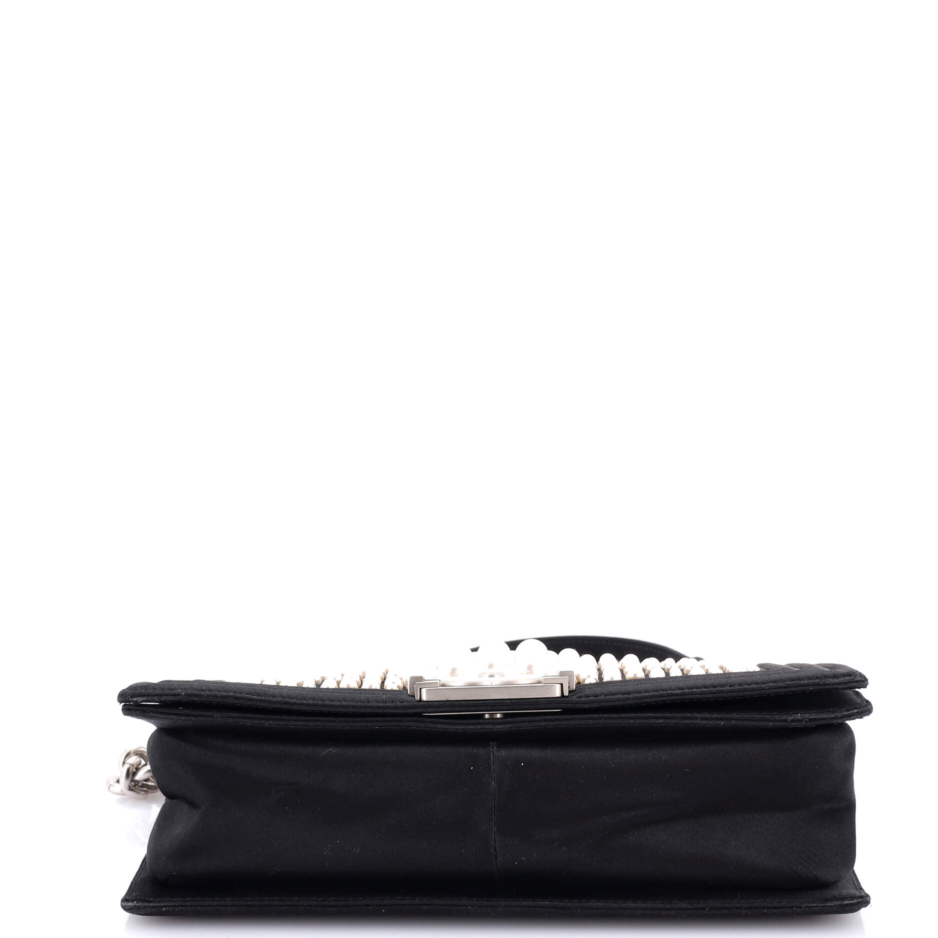 Boy Flap Bag Pearl Embellished Satin Old Medium
