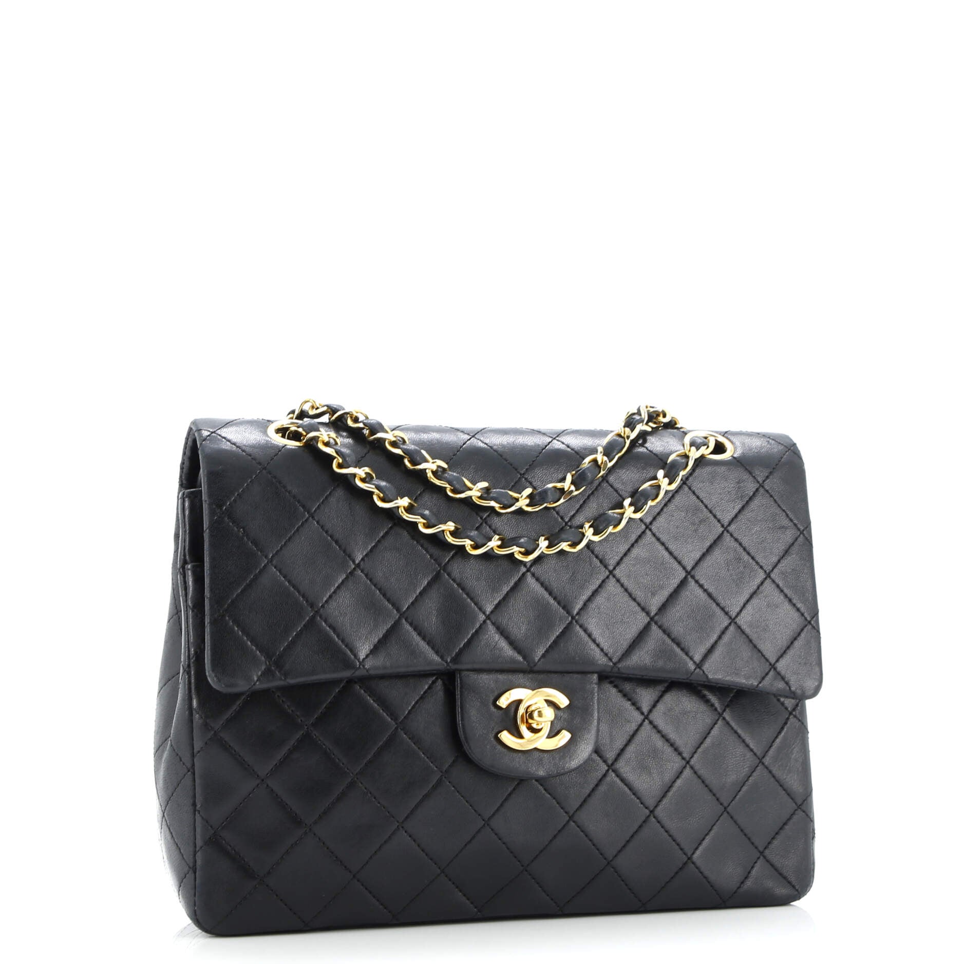 Vintage Square Classic Double Flap Bag Quilted Leather Medium