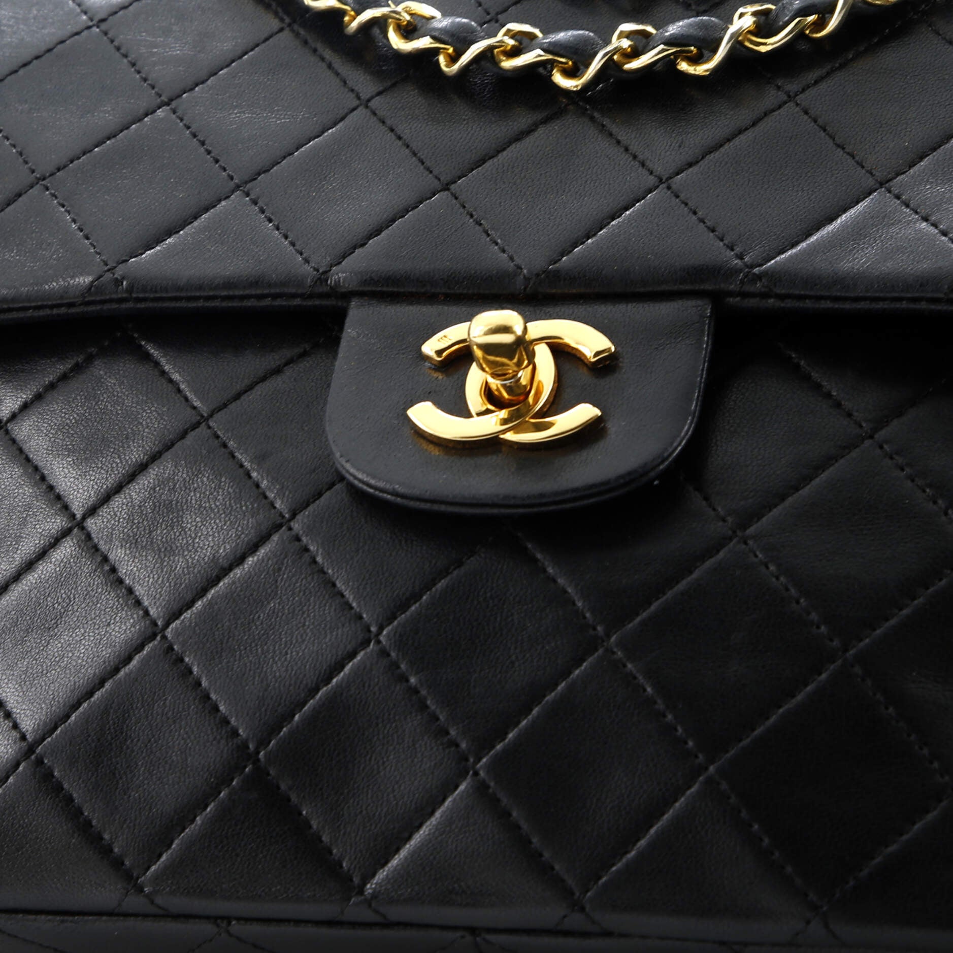 Vintage Square Classic Double Flap Bag Quilted Leather Medium
