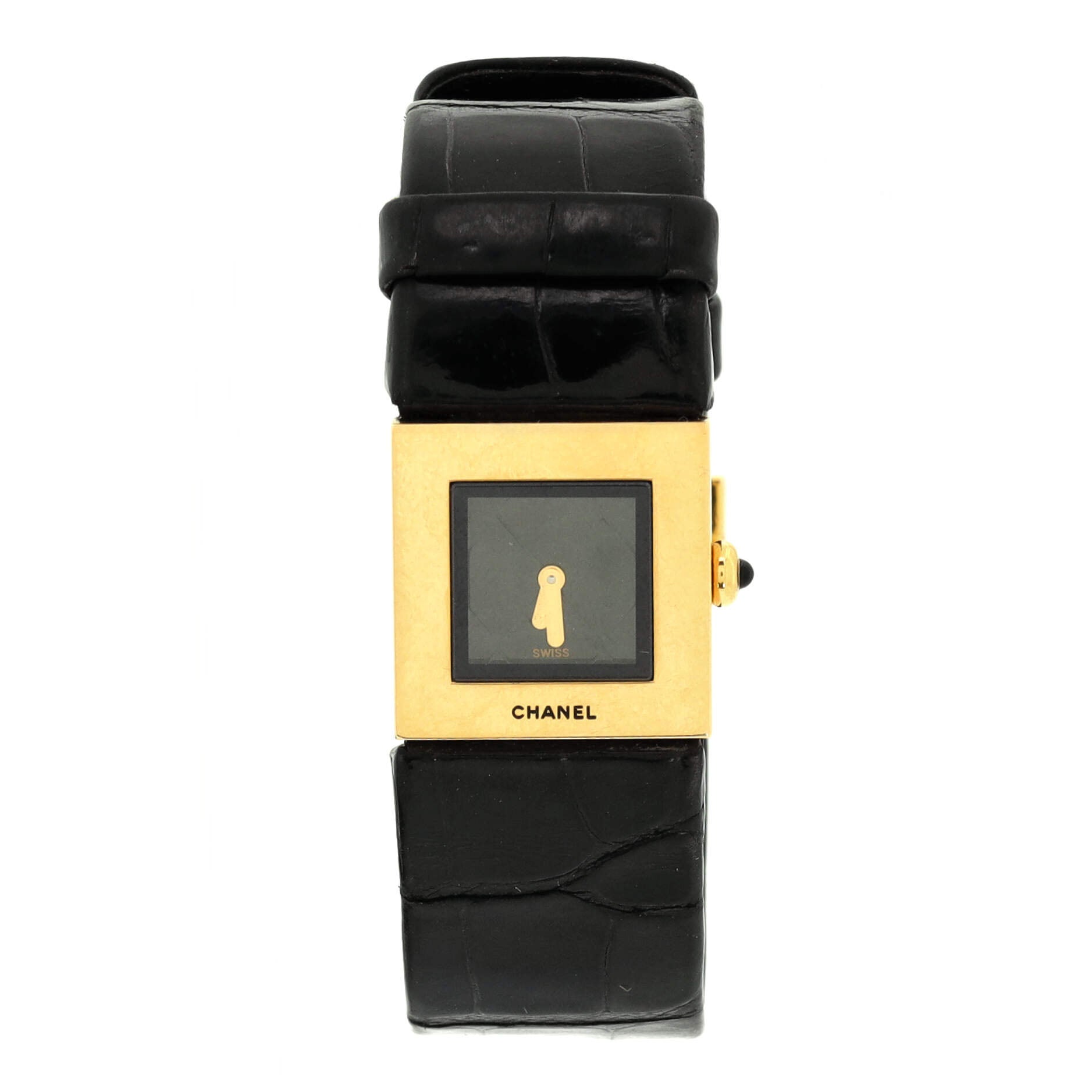Matelasse Quartz Watch Yellow Gold and Alligator 19