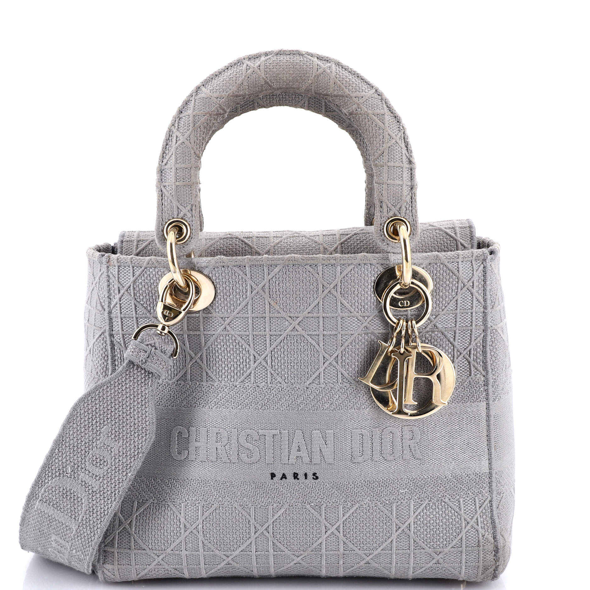 Lady D-Lite Bag Cannage Embroidered Canvas Medium