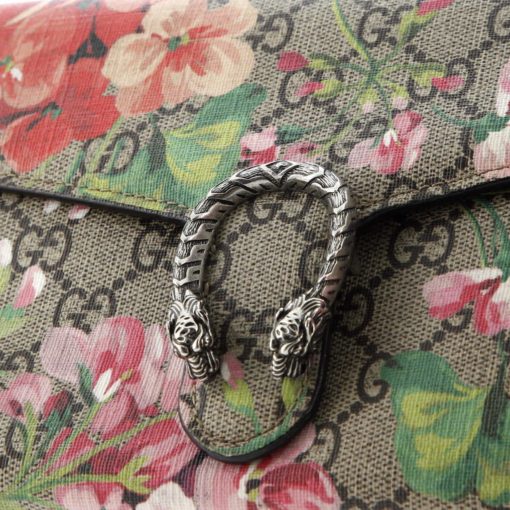 Dionysus Chain Wallet Blooms Print GG Coated Canvas Small