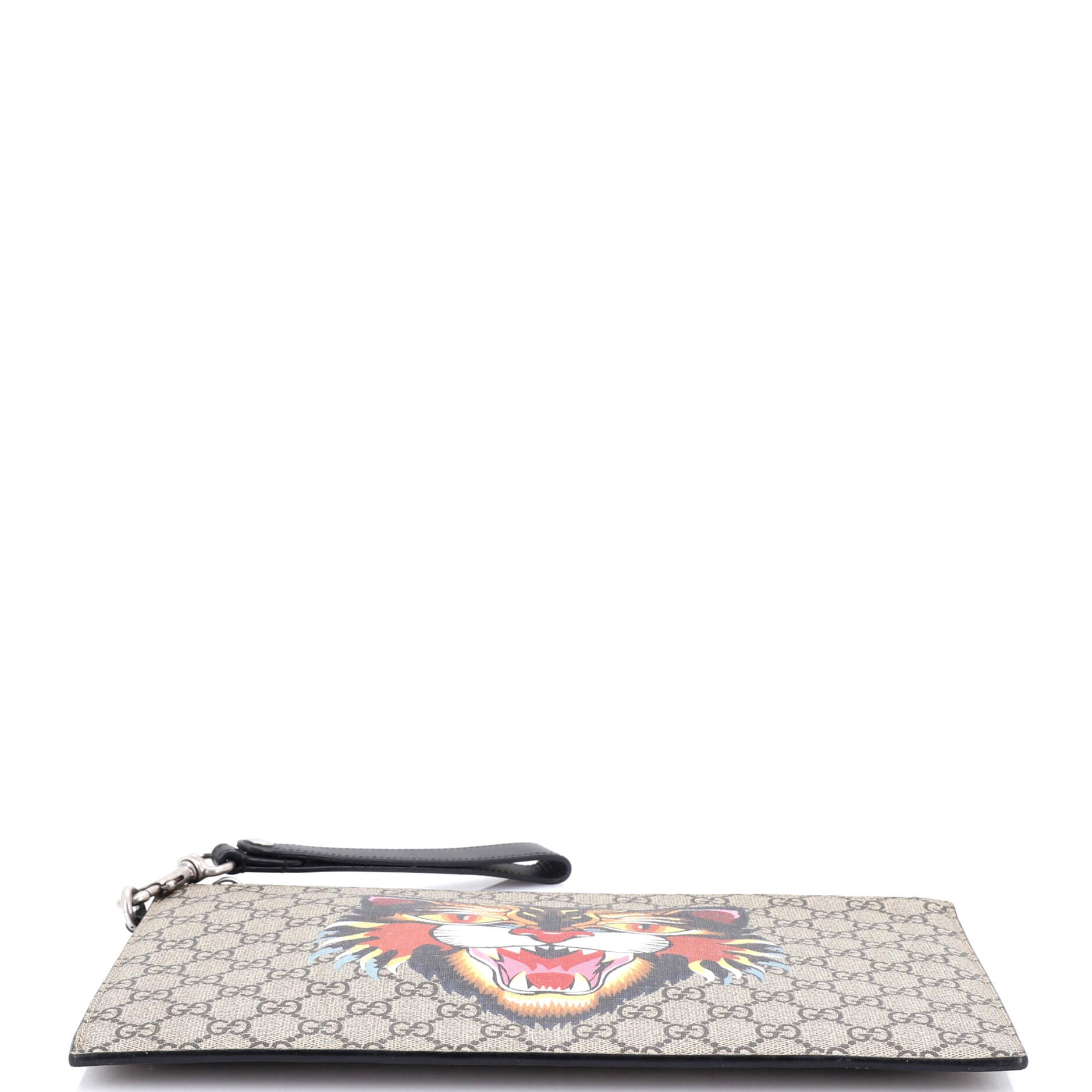 Zipped Pouch Angry Cat GG Coated Canvas Large
