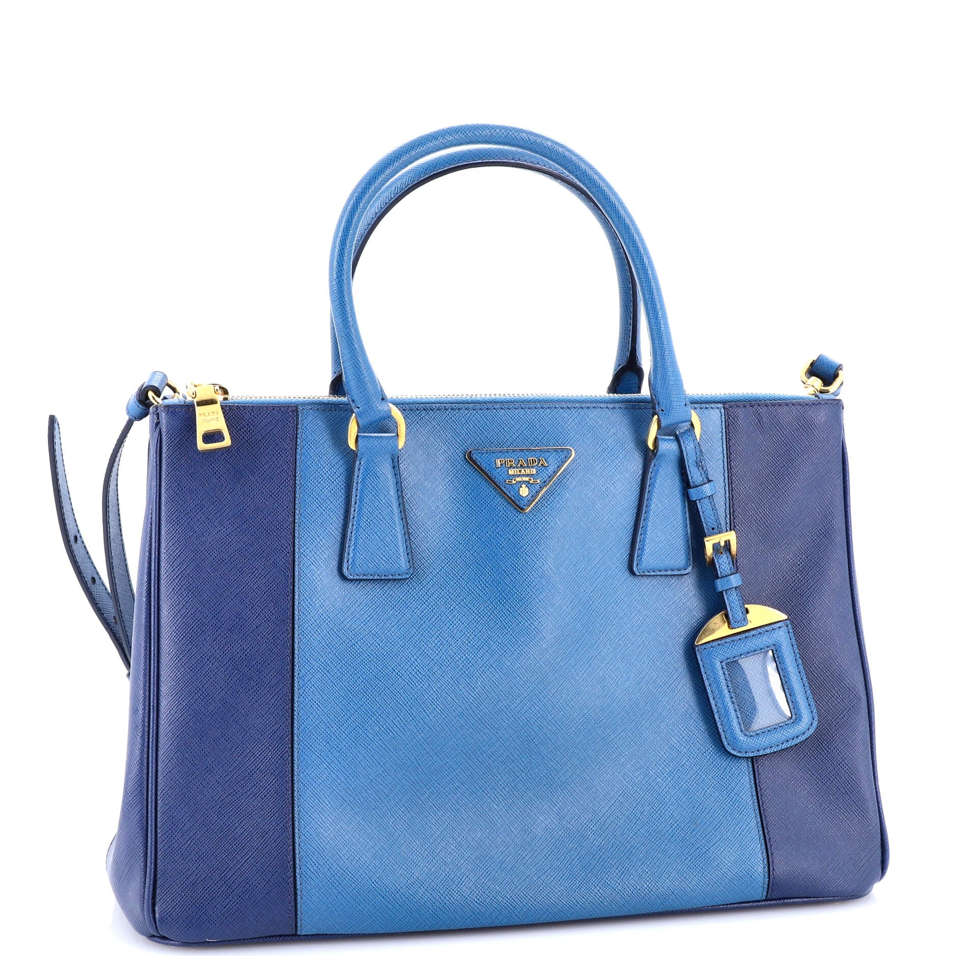 Bicolor Double Zip Lux Tote Saffiano Leather Medium