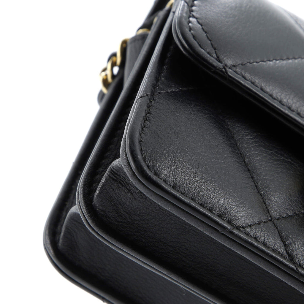 Crystal Geometric Frame CC Clutch with Chain Quilted Calfskin