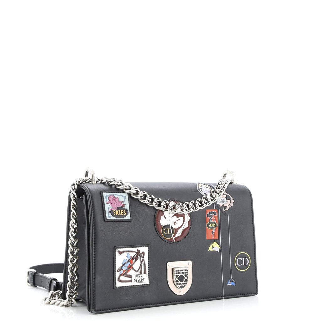 Diorama Flap Bag Patch Embellished Leather Medium