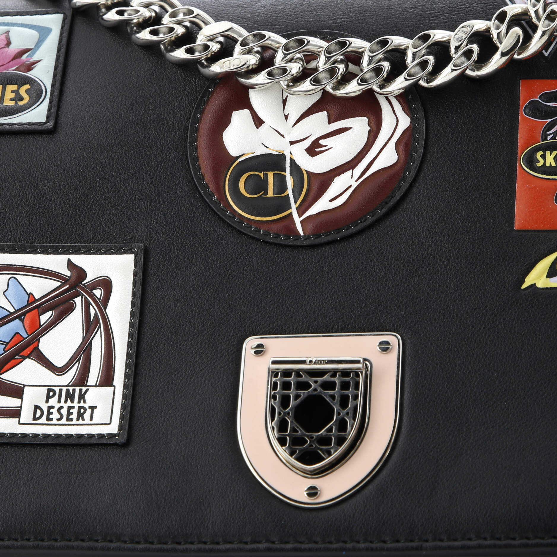 Diorama Flap Bag Patch Embellished Leather Medium