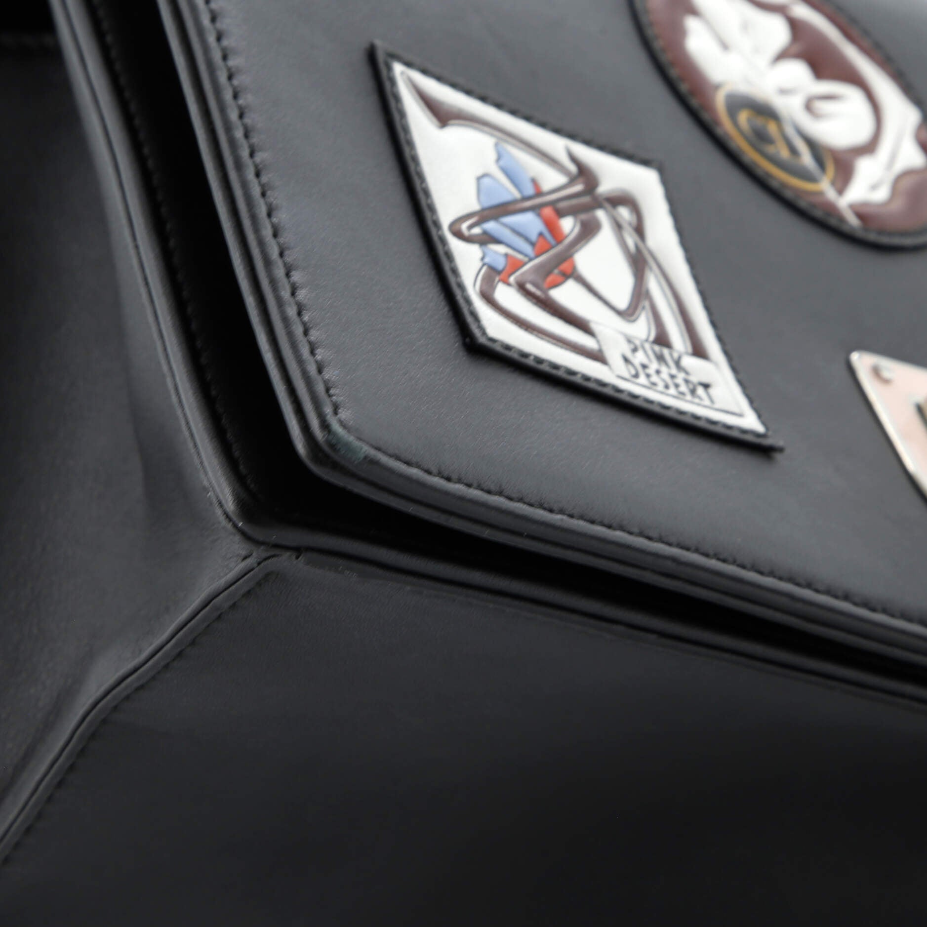 Diorama Flap Bag Patch Embellished Leather Medium