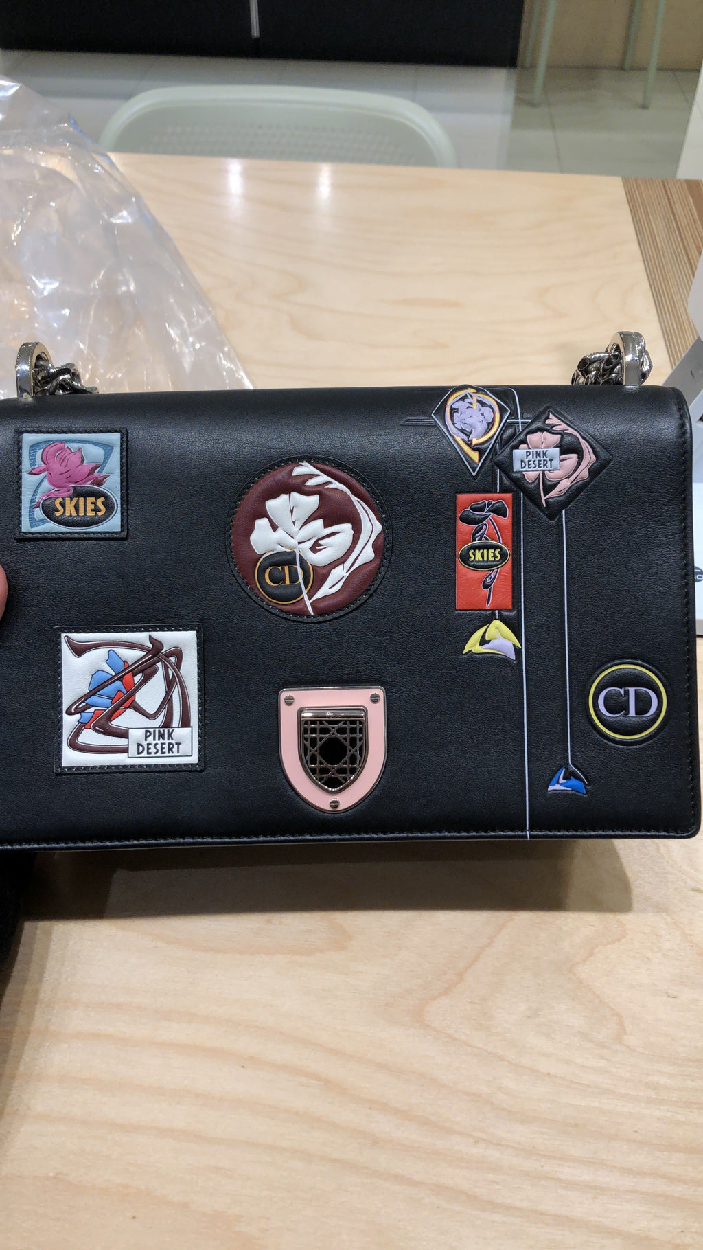 Diorama Flap Bag Patch Embellished Leather Medium