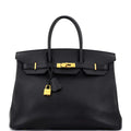 Birkin Handbag Noir Epsom with Gold Hardware 35