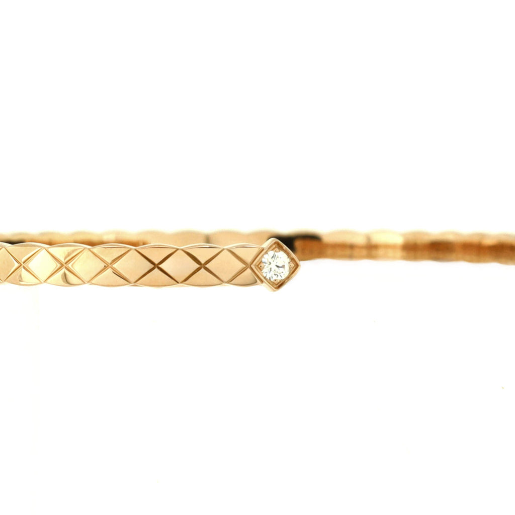 Coco Crush Cuff Bracelet 18K Beige Gold with Diamonds