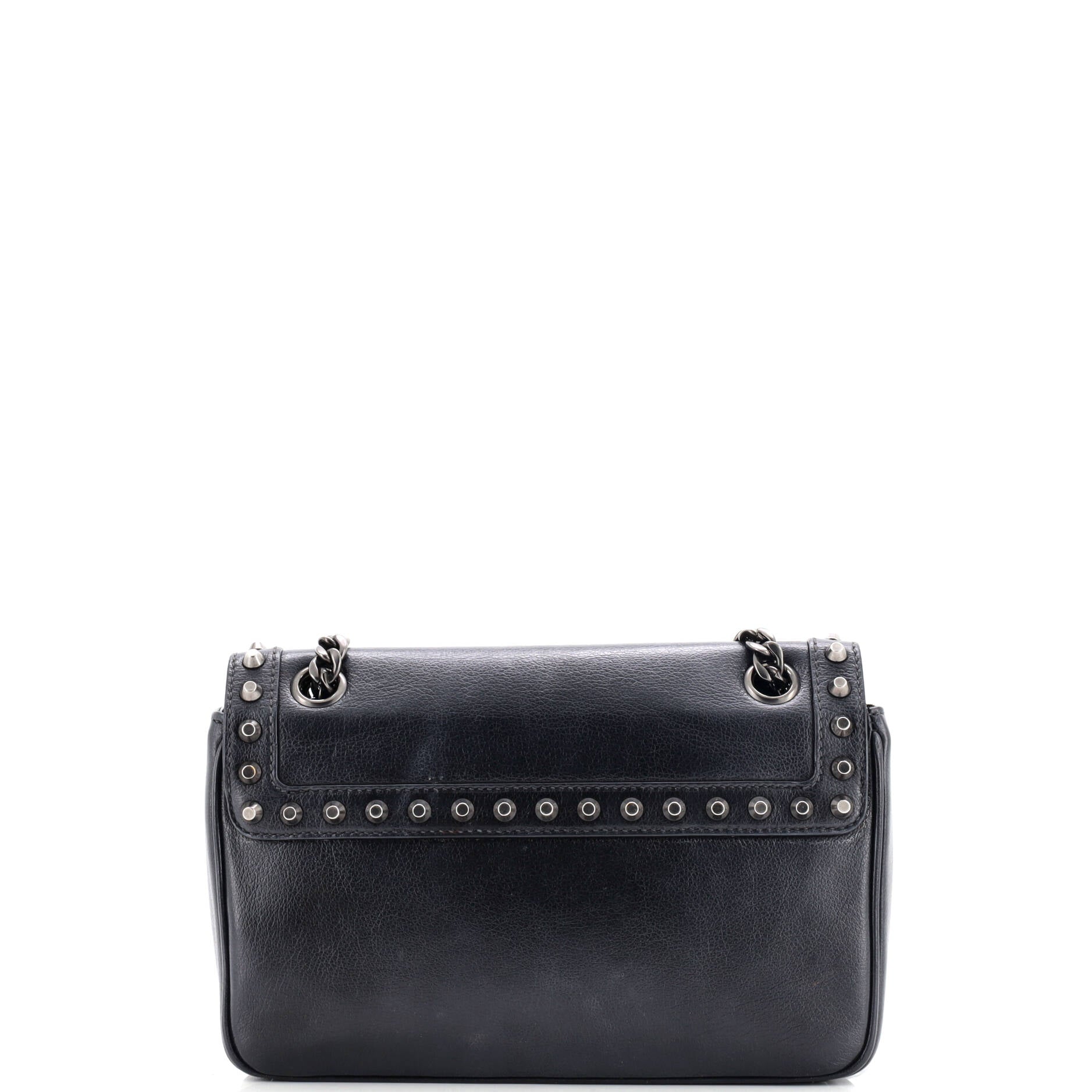 Chain Flap Bag Studded Glazed Calfskin Medium