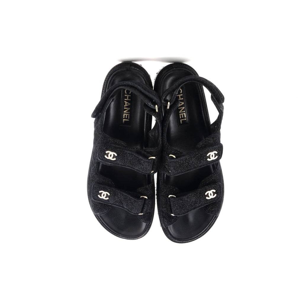 Women's Velcro Dad Sandals Quilted Glitter Suede