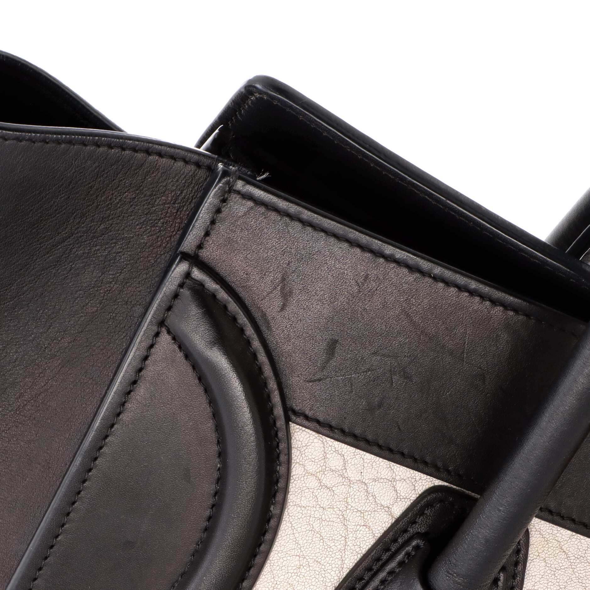 Bicolor Luggage Bag Leather Micro
