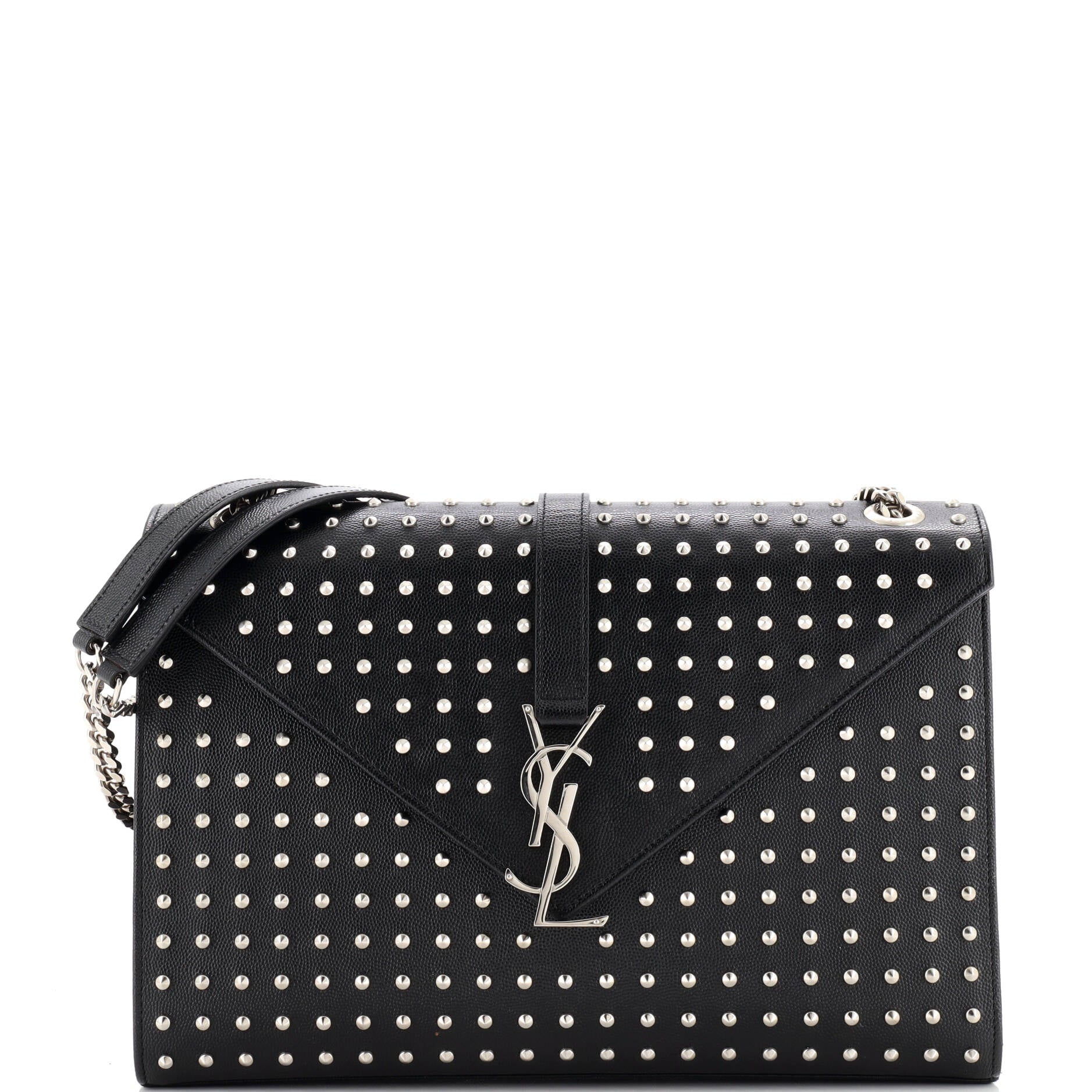 Classic Monogram Envelope Satchel Studded Leather Large