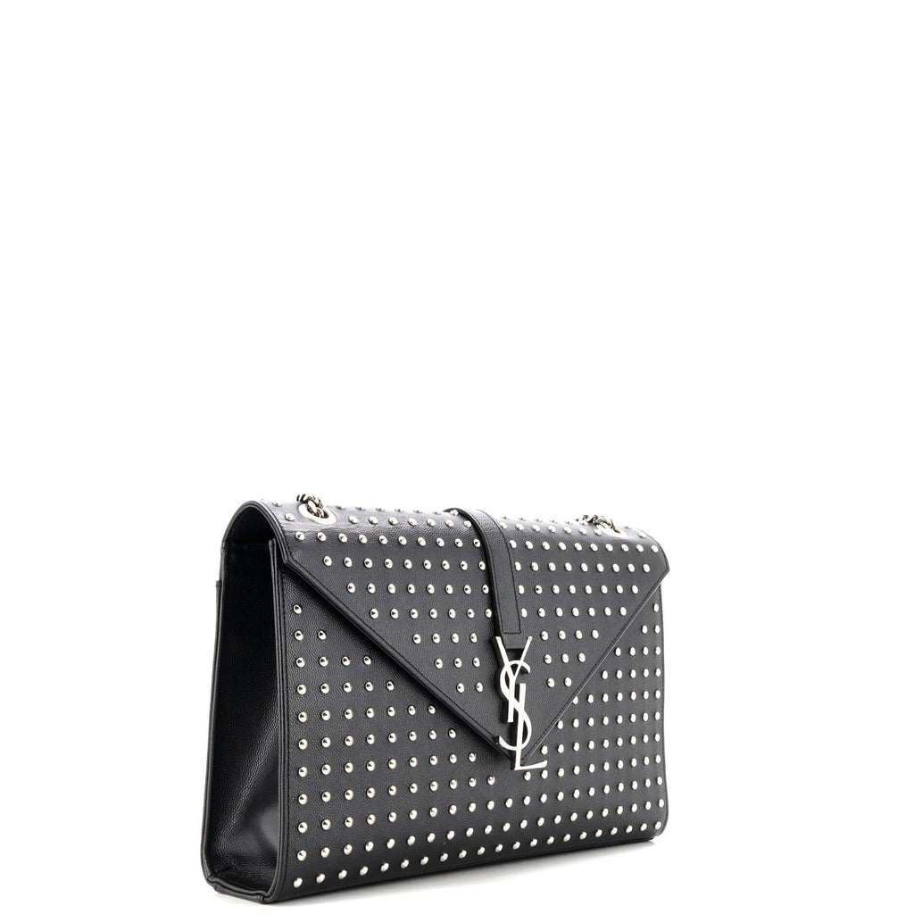 Classic Monogram Envelope Satchel Studded Leather Large