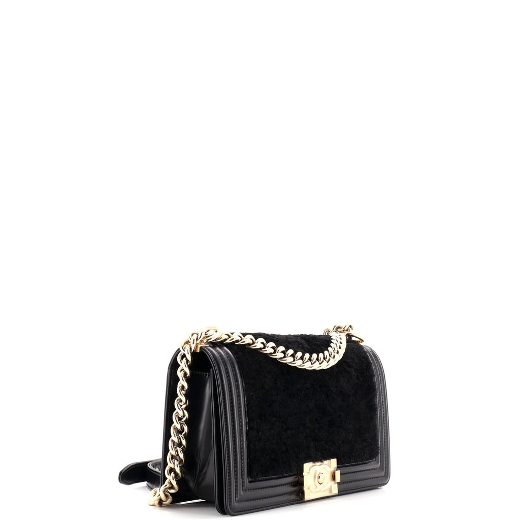 Boy Flap Bag Shearling with Leather Old Medium