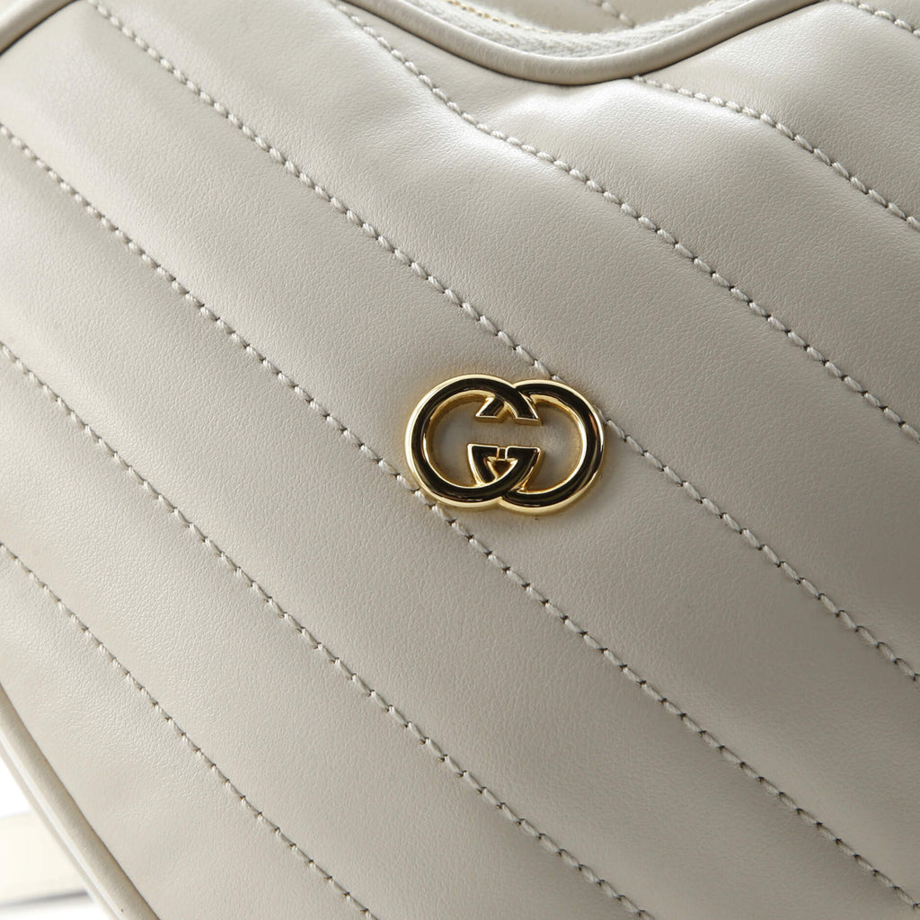 Interlocking G Heart Shoulder Bag Diagonal Quilted Leather Mini