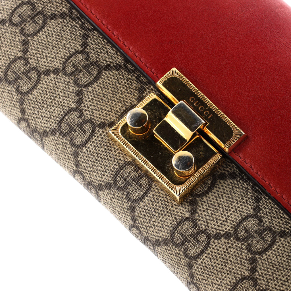 Padlock Continental Chain Wallet GG Coated Canvas and Leather Long