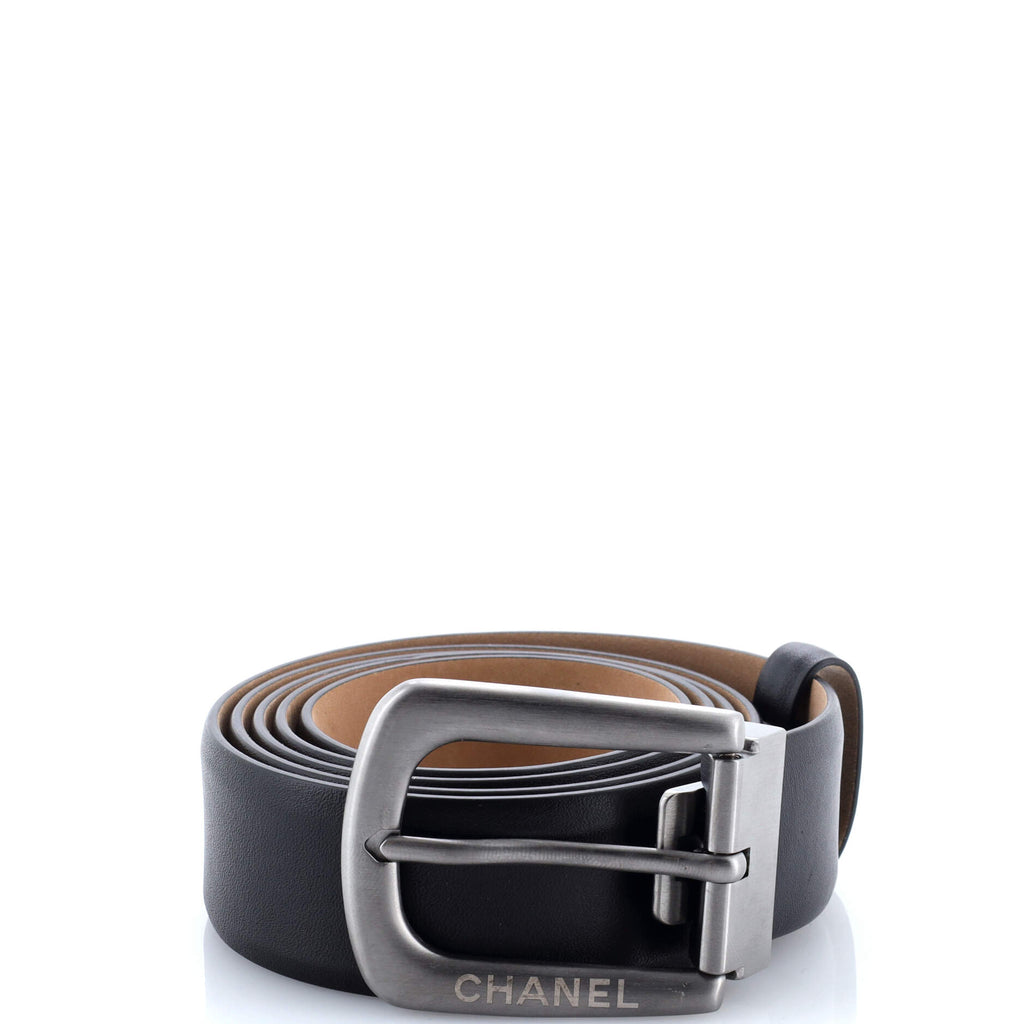 Buckle Belt CC Embossed Leather Thin