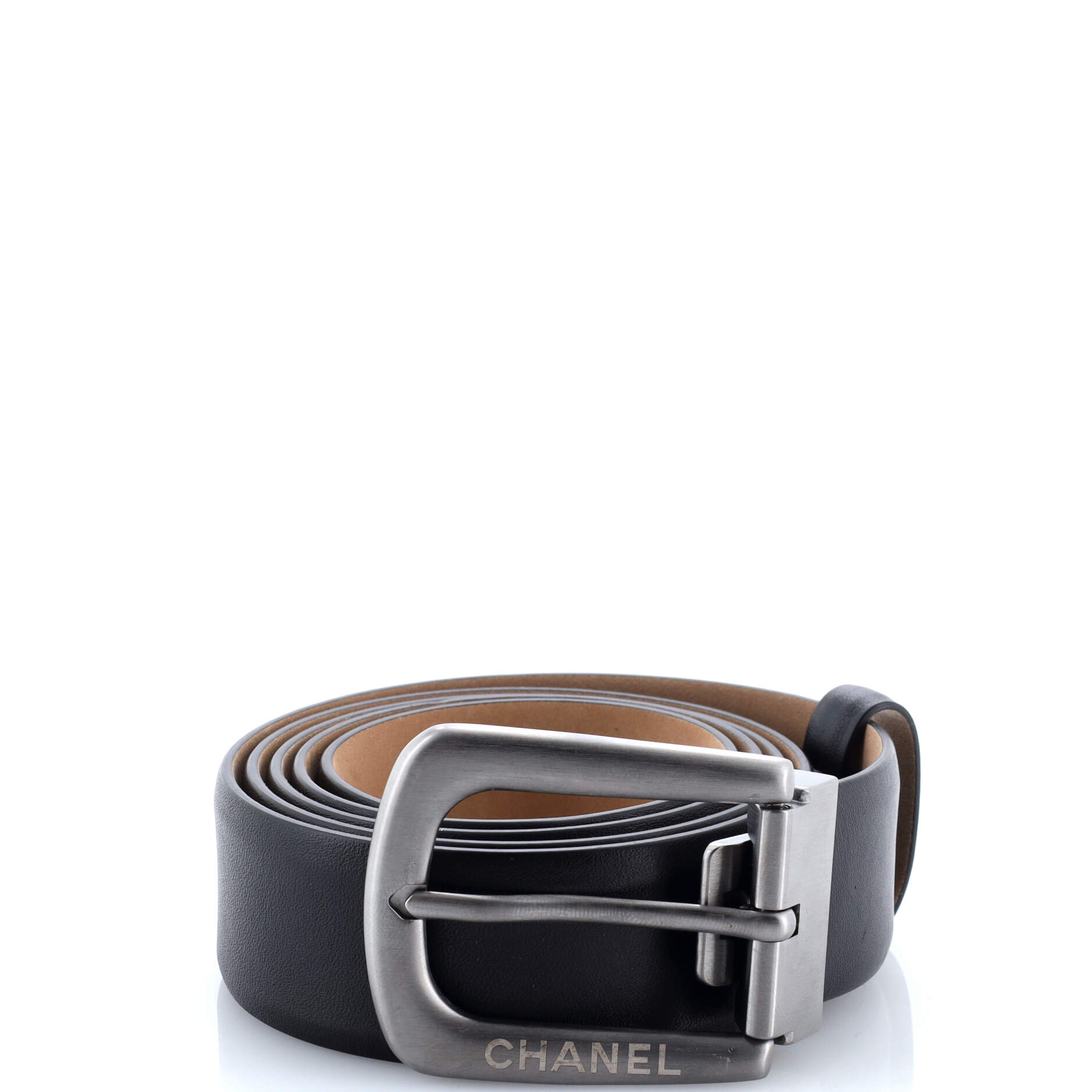 Buckle Belt CC Embossed Leather Thin