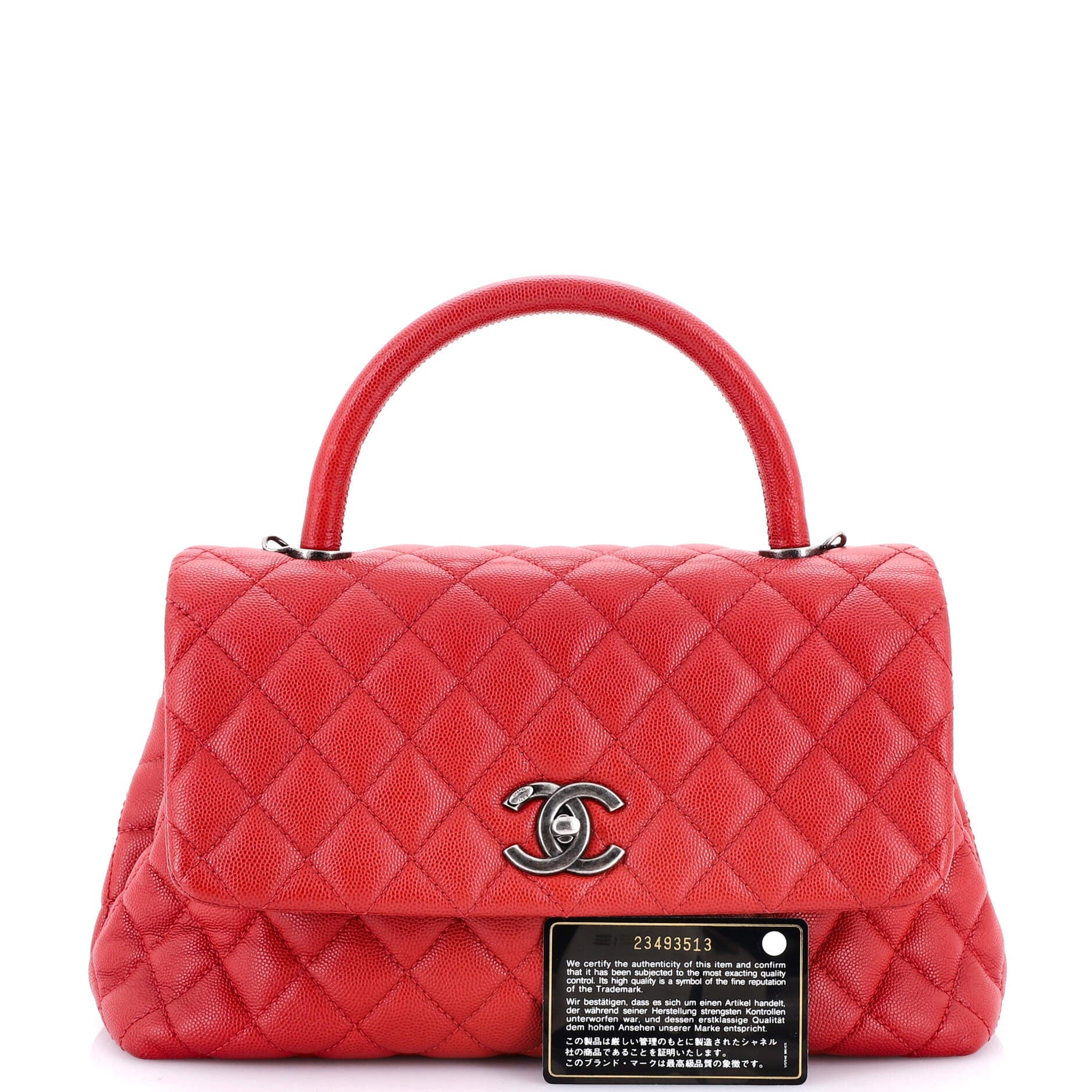 Coco Top Handle Bag Quilted Caviar Small