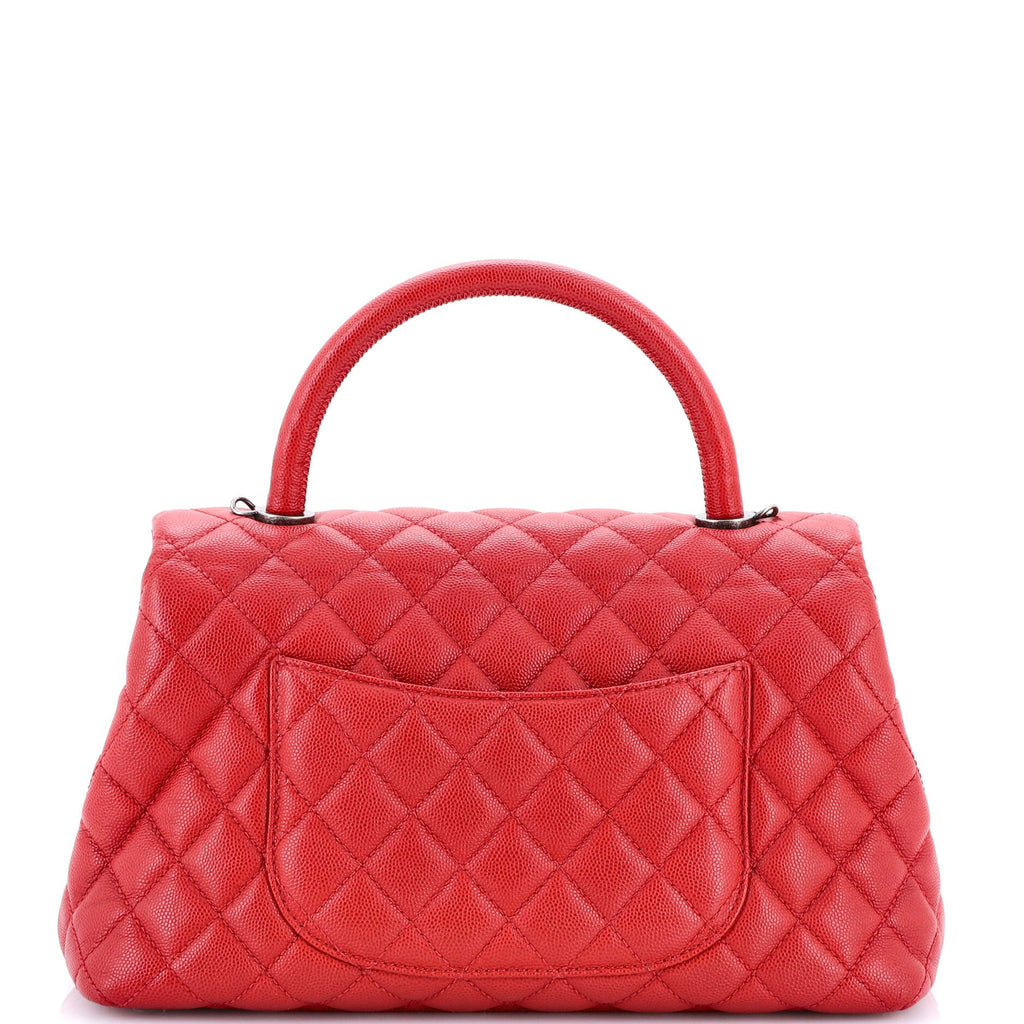 Coco Top Handle Bag Quilted Caviar Small