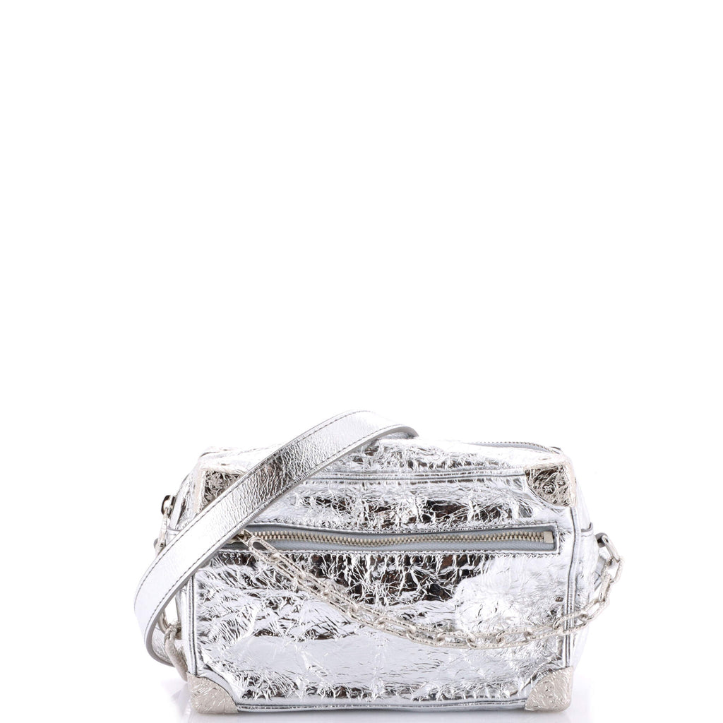Soft Trunk Bag Crushed Metallic Calfskin Leather Mini