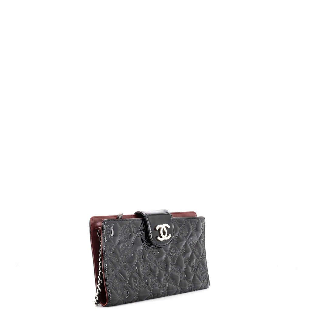 Lucky Symbols Wallet on Chain Embossed Quilted Patent