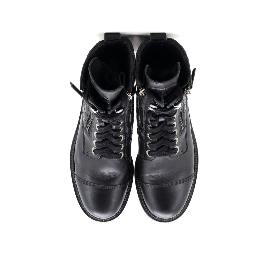 Women's CC Zip Up Combat Boots Quilted Leather