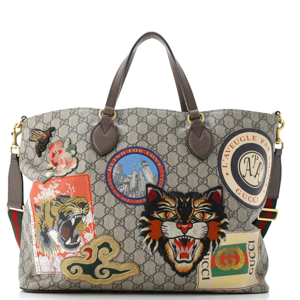 Courrier Convertible Soft Open Tote GG Coated Canvas with Applique Large