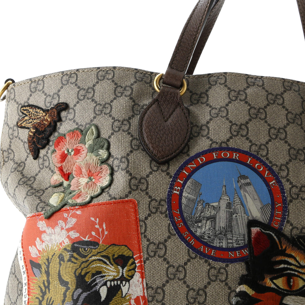 Courrier Convertible Soft Open Tote GG Coated Canvas with Applique Large