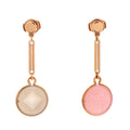 Ex-Libris Drop Earrings 18K Rose Gold with Pink Chalcedony and Grey Agate