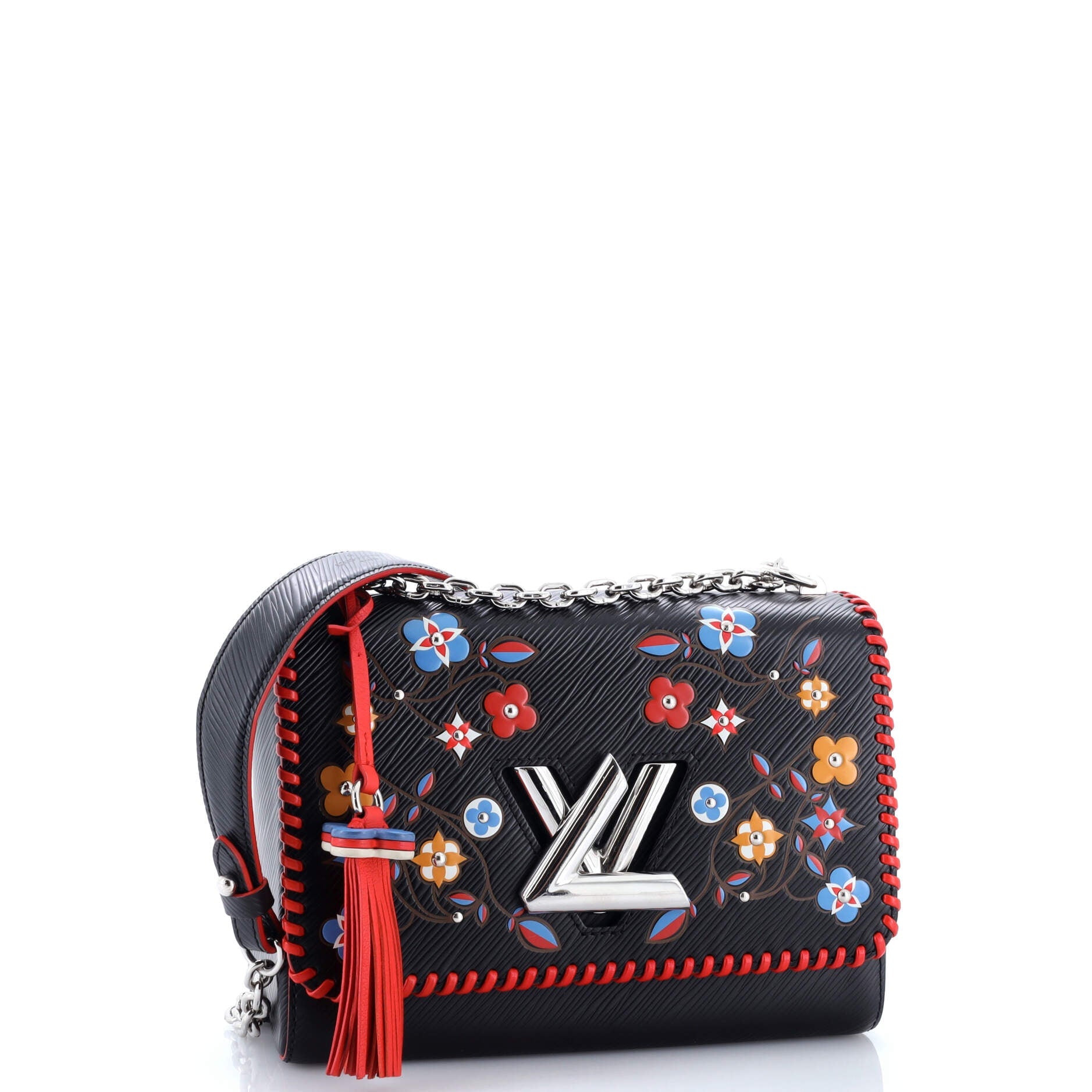 Twist Handbag Limited Edition Flower Embellished Epi Leather with Whipstitch Details MM