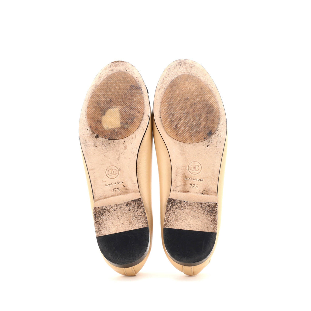 Women's CC Cap Toe Bow Ballerina Flats Leather