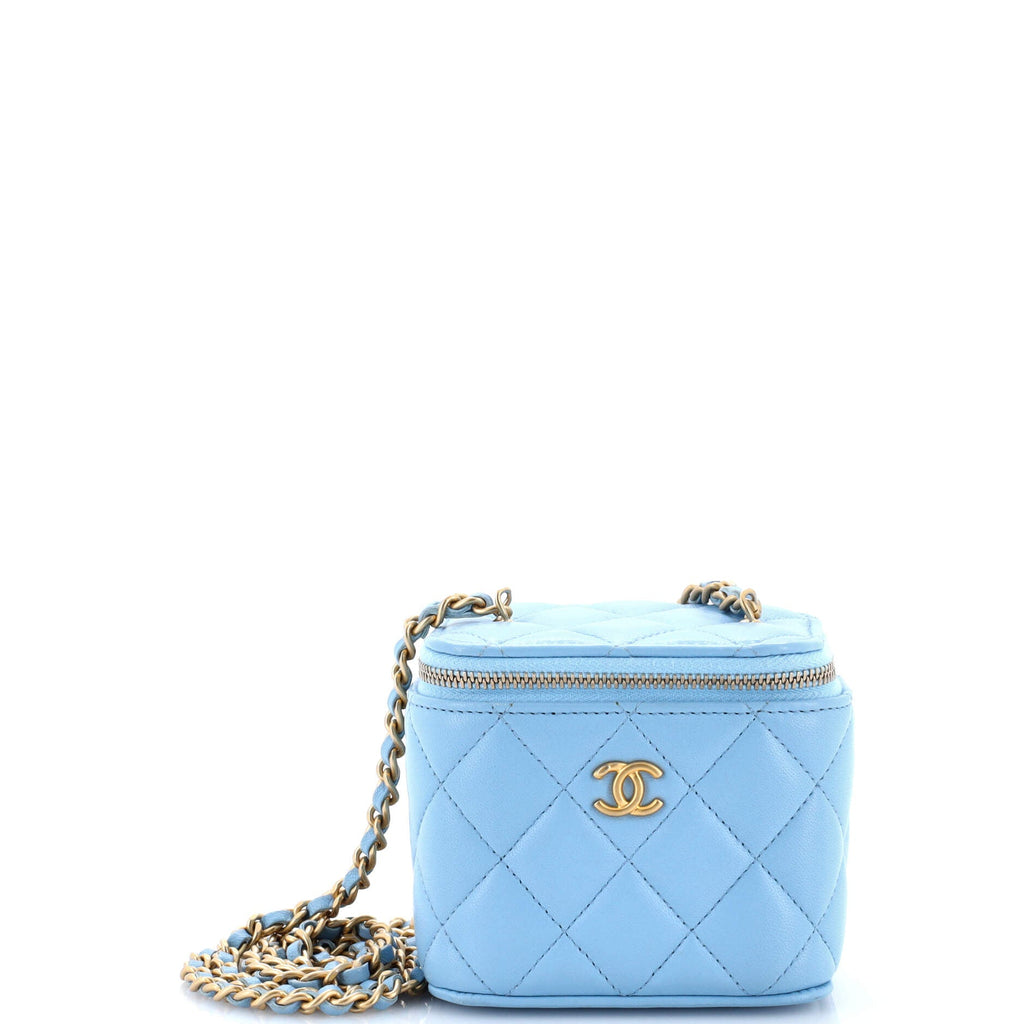 Pearl Crush Vanity Case with Chain Quilted Lambskin Mini