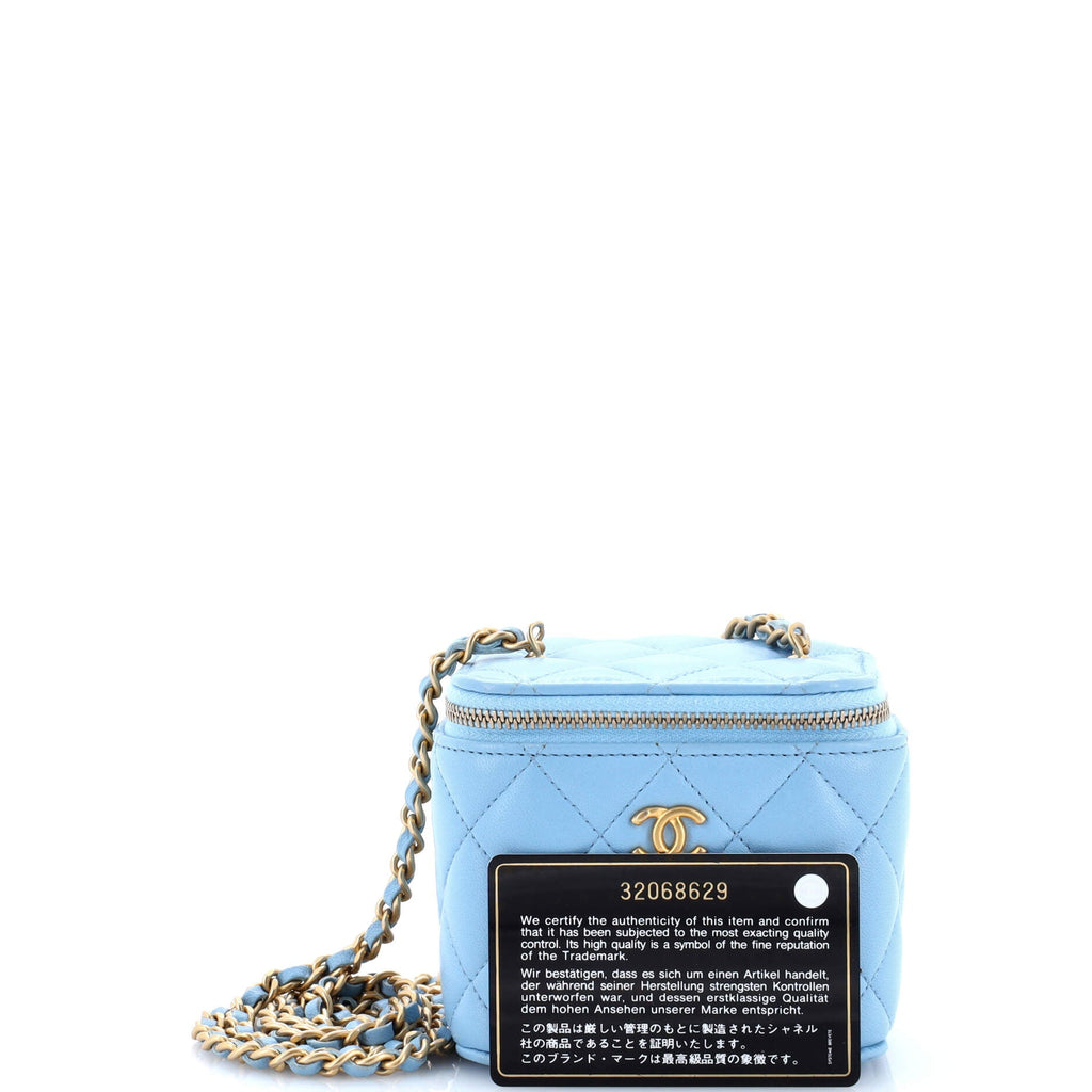 Pearl Crush Vanity Case with Chain Quilted Lambskin Mini
