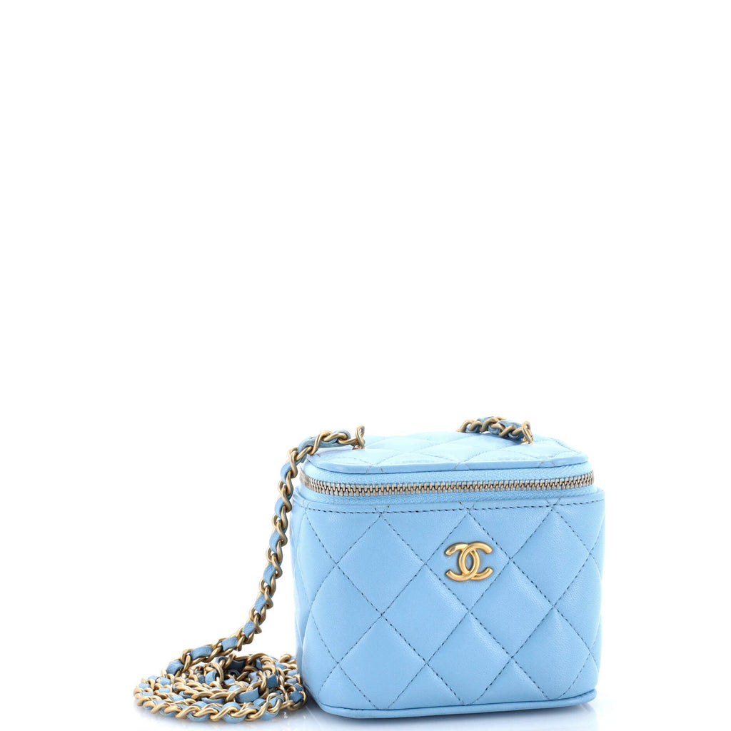Pearl Crush Vanity Case with Chain Quilted Lambskin Mini