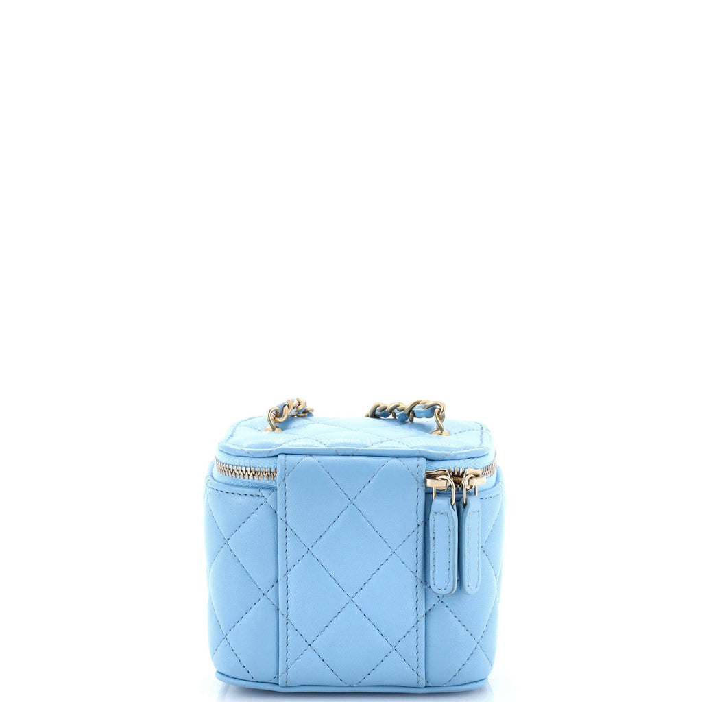 Pearl Crush Vanity Case with Chain Quilted Lambskin Mini