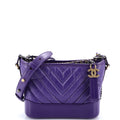Gabrielle Hobo Chevron Aged Calfskin Small