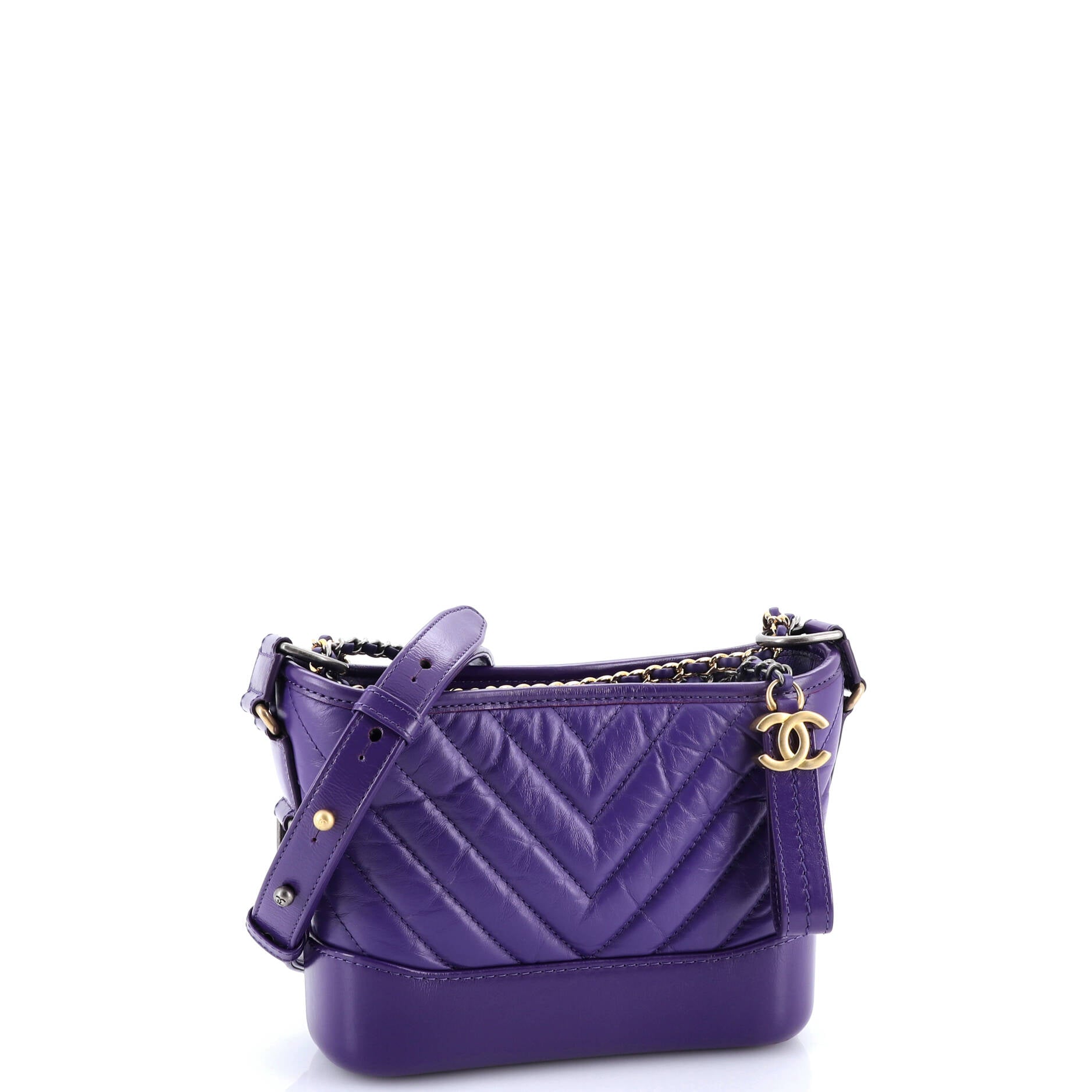 Gabrielle Hobo Chevron Aged Calfskin Small