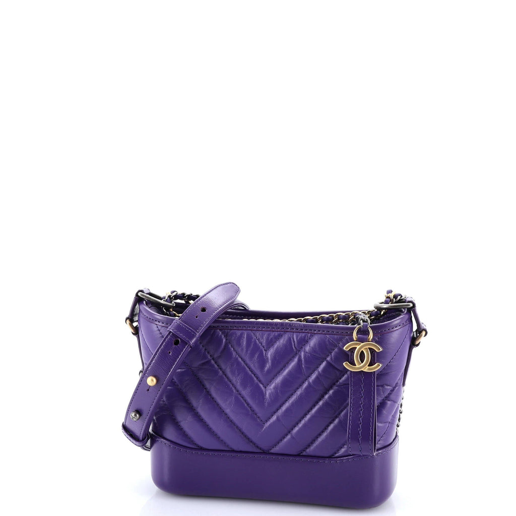 Gabrielle Hobo Chevron Aged Calfskin Small