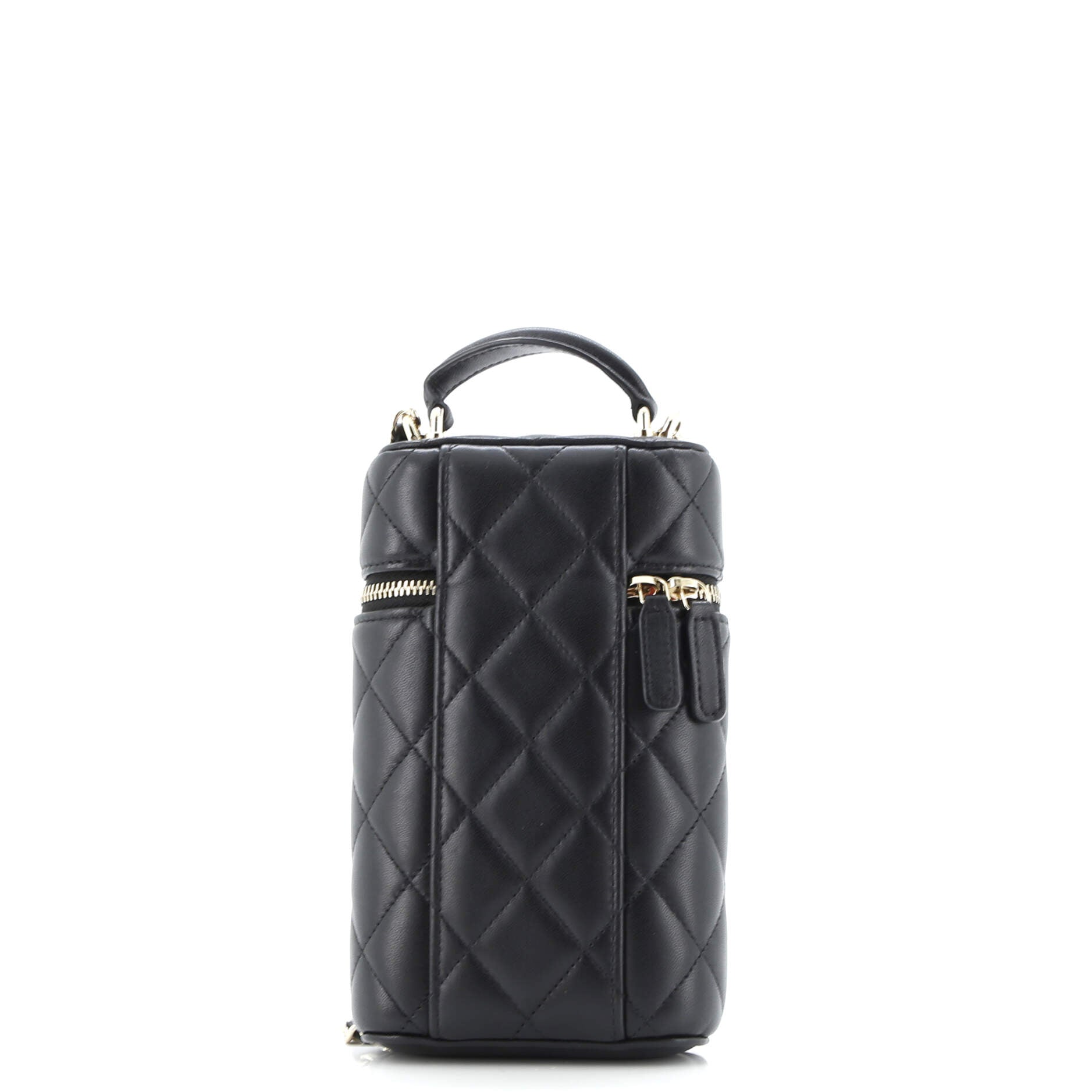 Classic Vanity Top Handle Phone Holder with Chain Quilted Lambskin