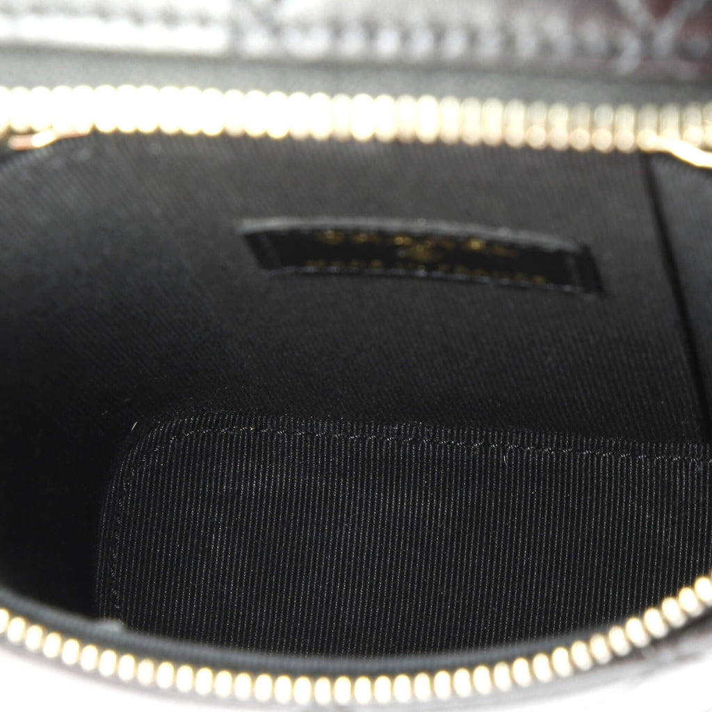 Classic Vanity Top Handle Phone Holder with Chain Quilted Lambskin