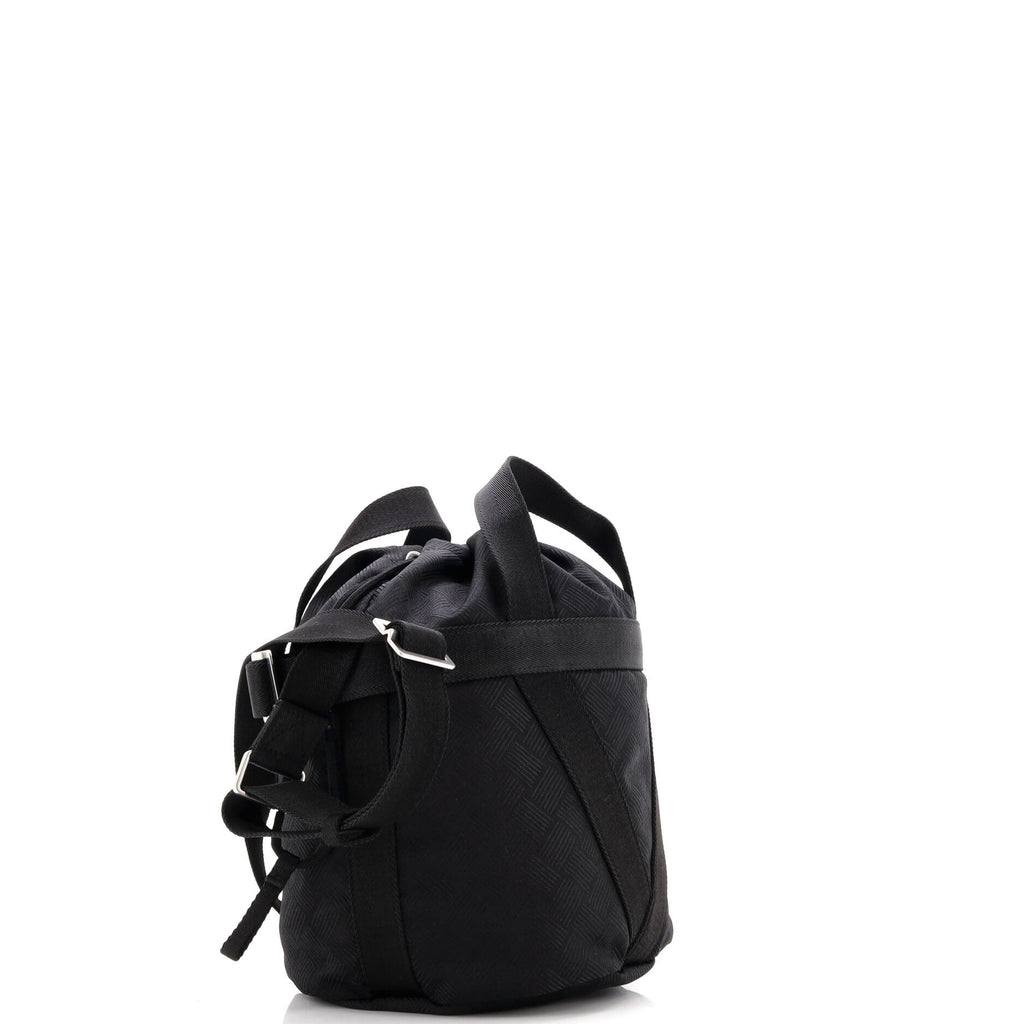 Convertible Drawstring Bucket Bag Intrecciato Effect Jacquard Small