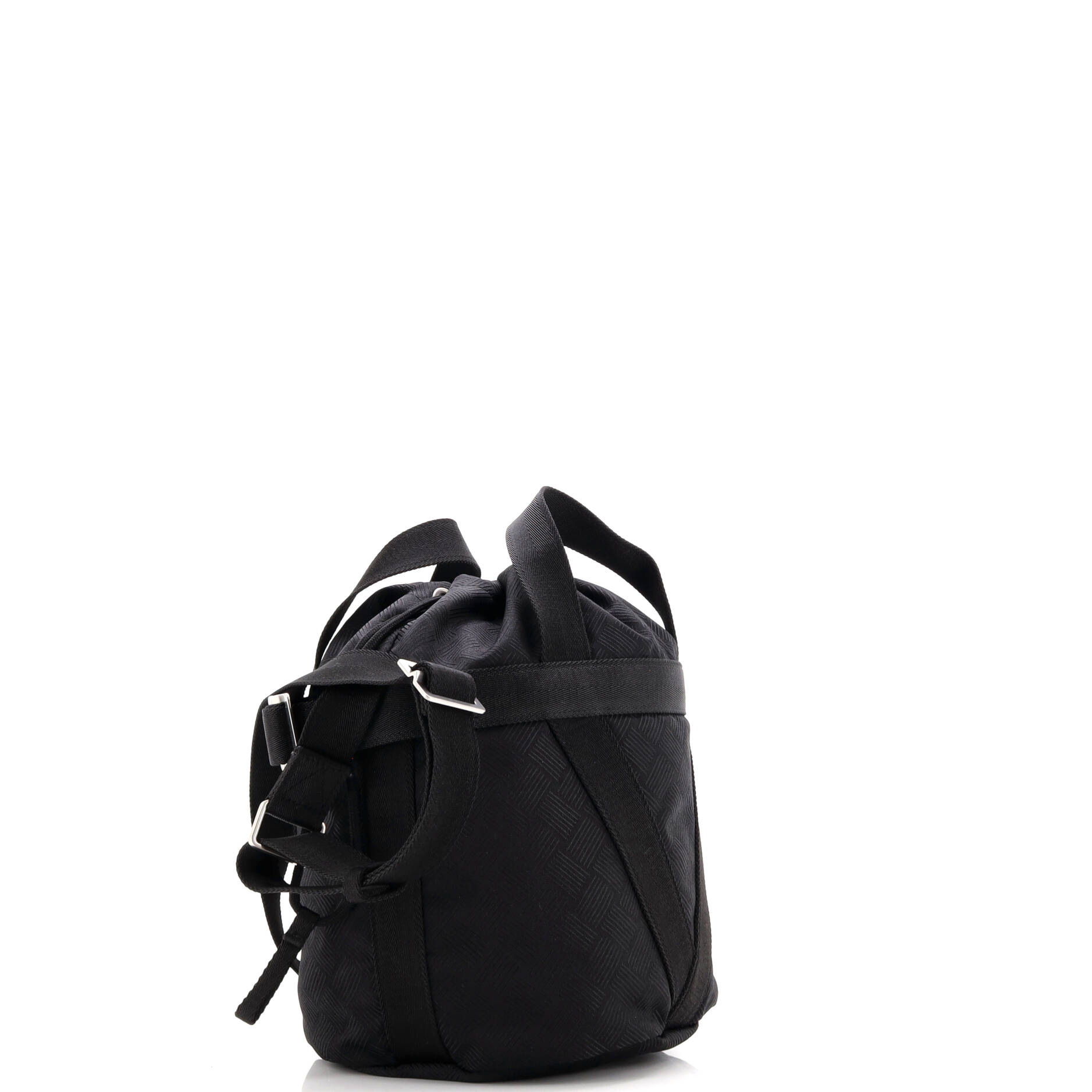 Convertible Drawstring Bucket Bag Intrecciato Effect Jacquard Small
