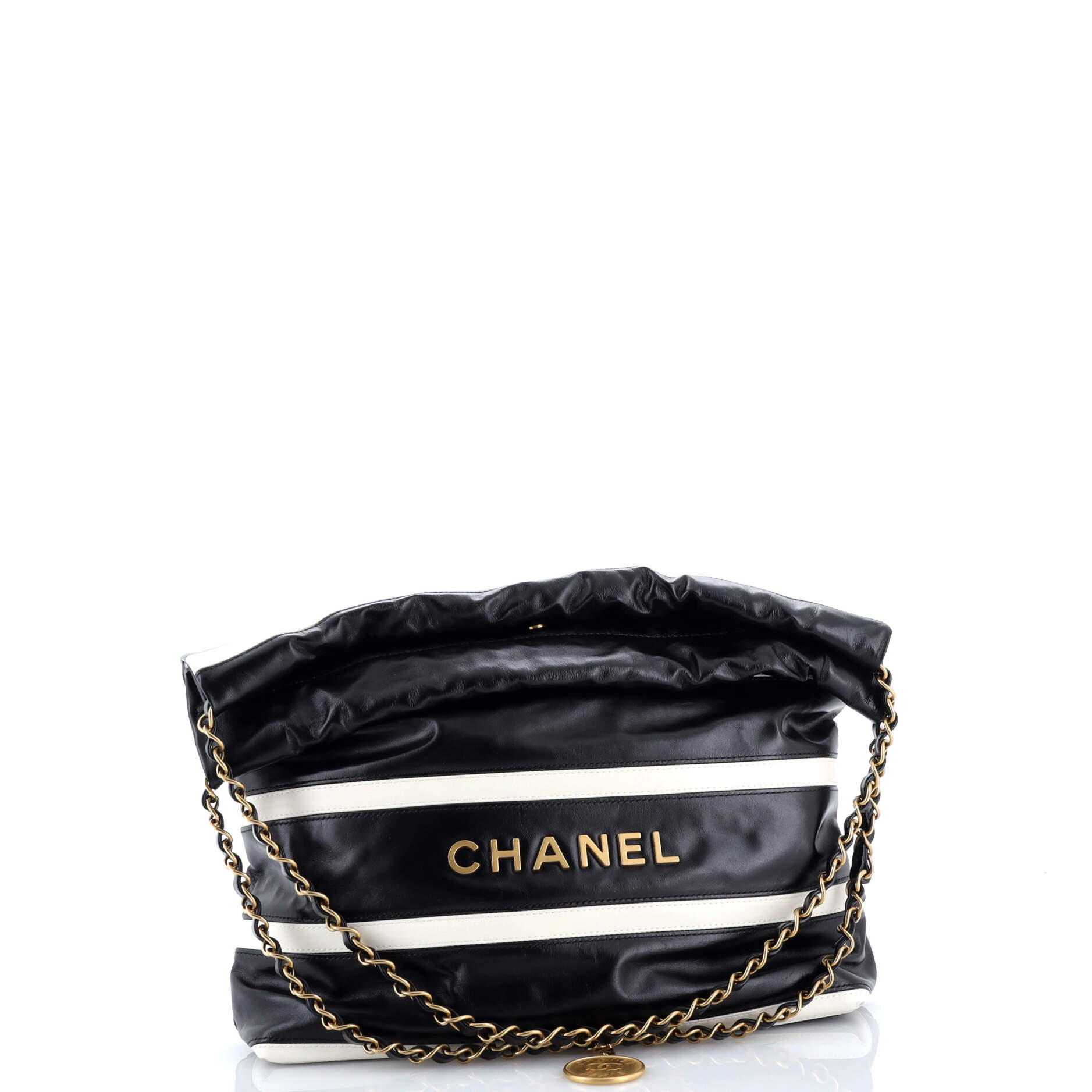22 Chain Hobo Striped Shiny Calfskin Small